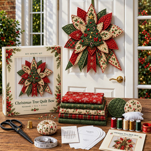 🎄 50% OFF Holiday Special – DIY Quilted Christmas Door Hanging Sewing Kit ✨