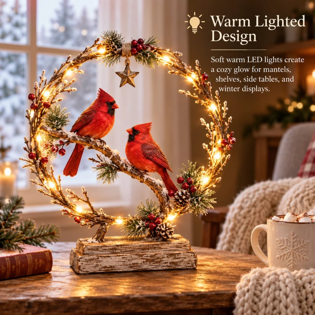 🔥 Last Day 50% OFF✨-Lighted Cardinal Tabletop Decor