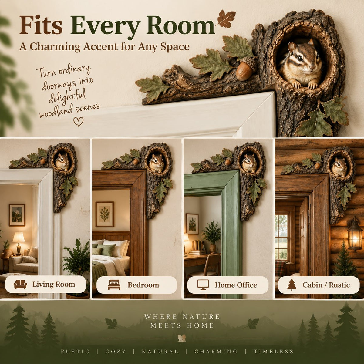 ⏰LAST DAY 50% OFF 🐿️ 3D Chipmunk Tree Hollow Door Topper