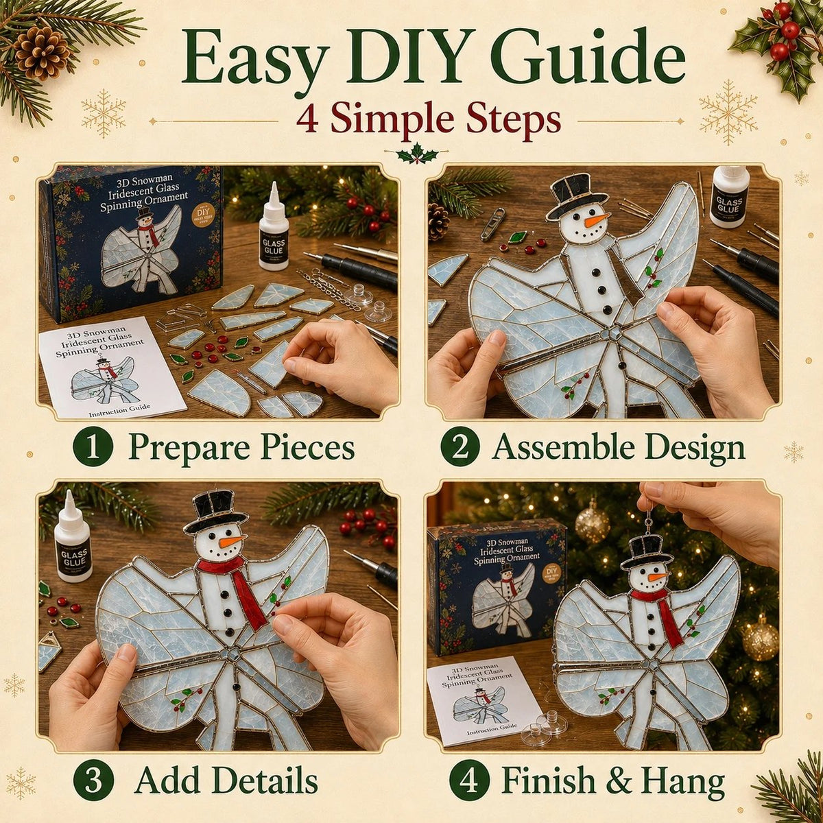 🎄Beginner-Friendly 3D Christmas Iridescent Suncatcher DIY Kit 💕