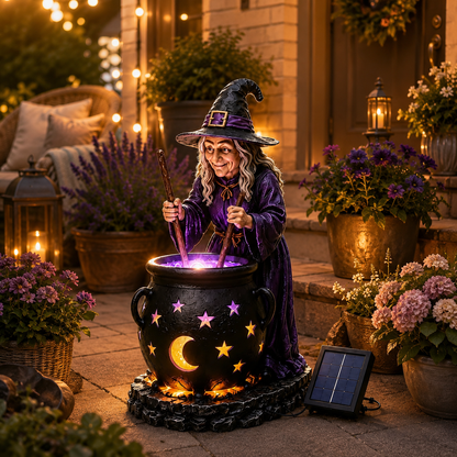 🎃Halloween Witch Glowing Cauldron Solar Light