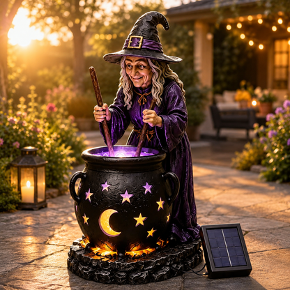 🎃Halloween Witch Glowing Cauldron Solar Light