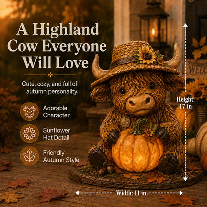 Solar Highland Cow Pumpkin Light
