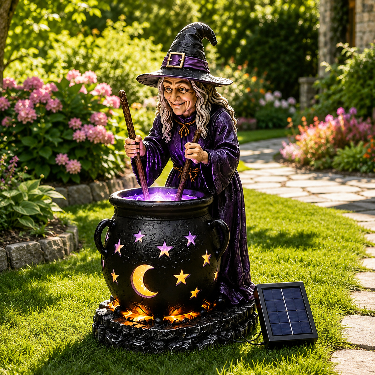 🎃Halloween Witch Glowing Cauldron Solar Light