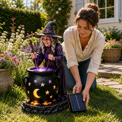 🎃Halloween Witch Glowing Cauldron Solar Light