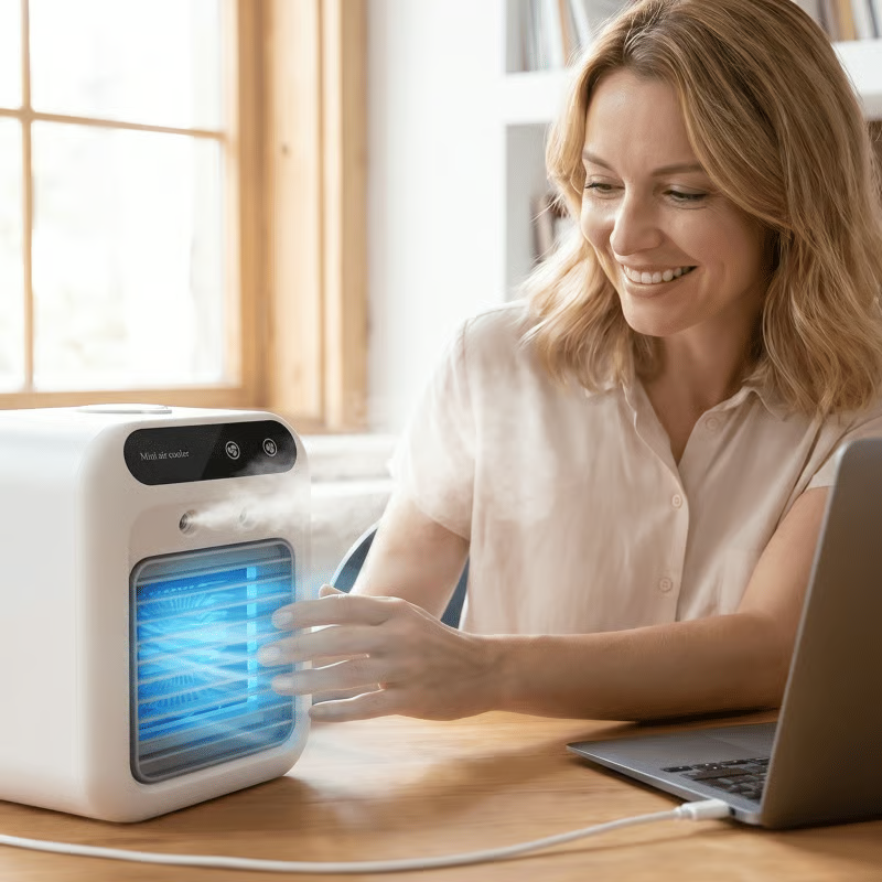 ❄️Beat Summer Heat｜2-in-1 Spray & Cooling Mini Portable  Air Cooler