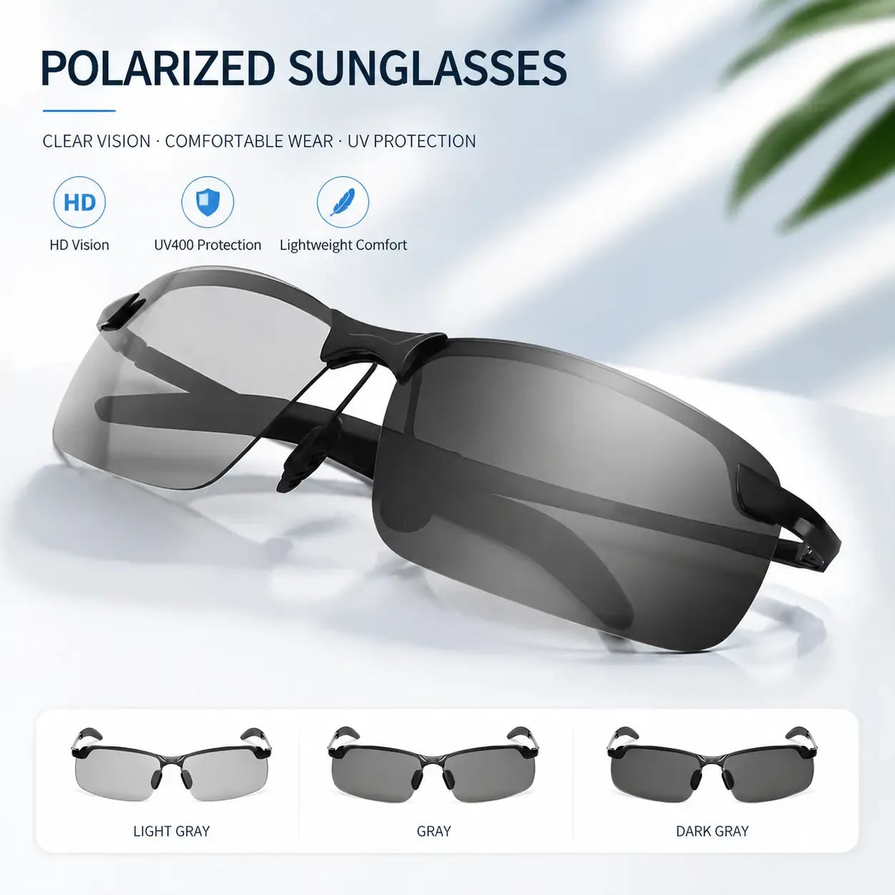 Summervibes Unisex Fashion Polarized Sunglasses, UV4o0 Anti Blue Light Sun Glasses for Photography Hiking Beach Outdoor