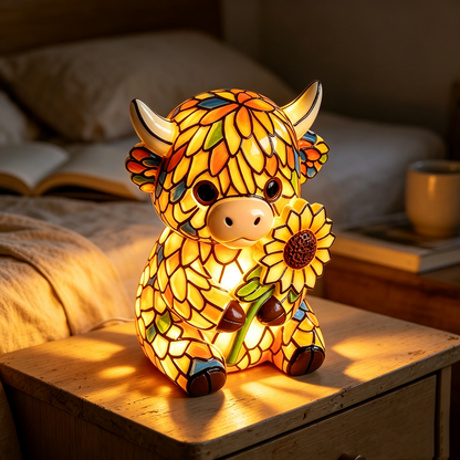 ✨Highland Cow LED Night Light - Cute Resin Animal Figurine Table Lamp (USB)🎁🐮