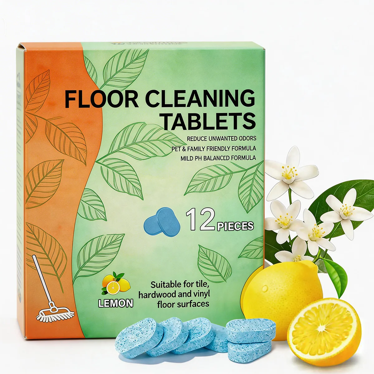 Floor Cleaning Tablets Multi-Surface Cleaner for Hardwood Laminate Tile & RV Walls Antibacterial Deodorization Maintenance