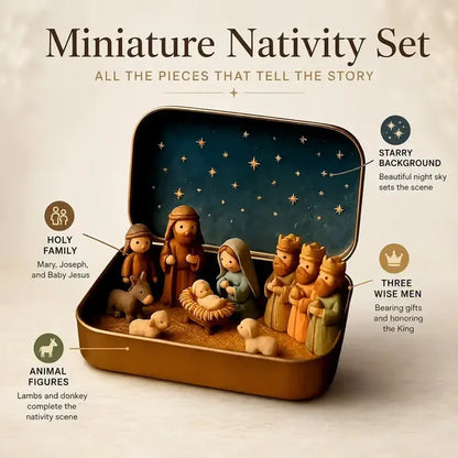 ✝️Religious Pocket-Size Mini Nativity Scene Set with Storage Box