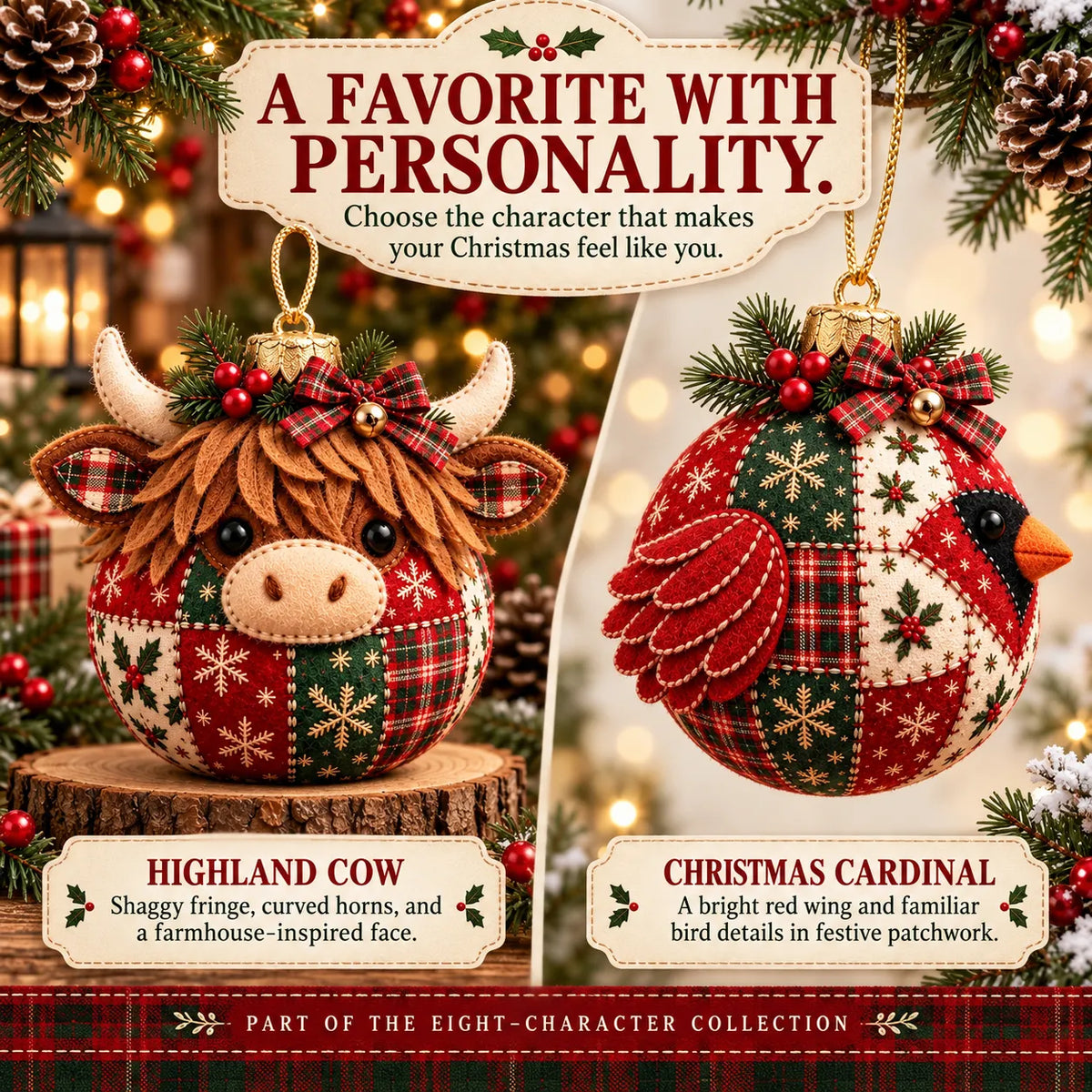 🎄✨Cozy Patchwork Christmas Ornament Collection-DIY Christmas Artwork