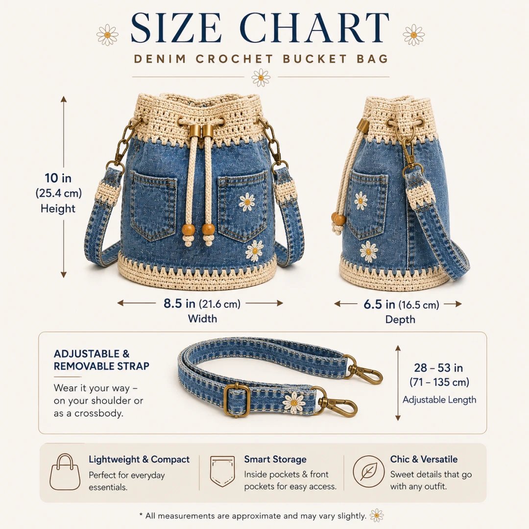🔥HOT SALE 50% OFF🎁👜Handmade Denim Crochet Bucket Bag