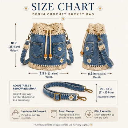 🔥HOT SALE 50% OFF🎁👜Handmade Denim Crochet Bucket Bag