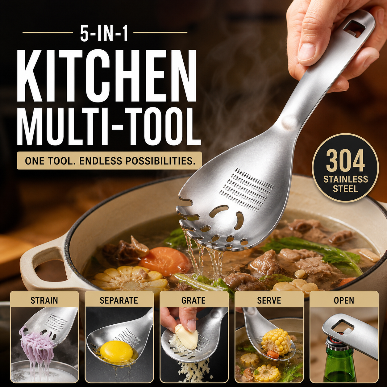 🥳2026 HOT SALE🥳💞50K+ SOLD! 🥄🎁 50% OFF! Stainless Steel Spoon 🏠✅