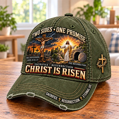 ✝️ Christ Is Risen Two Sides One Promise Baseball Cap