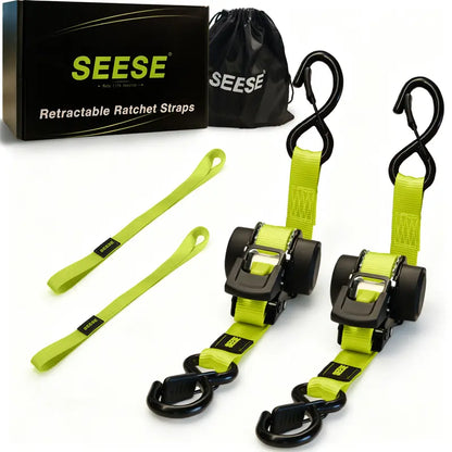 ⚙️Sturdy Retractable Ratchet Straps