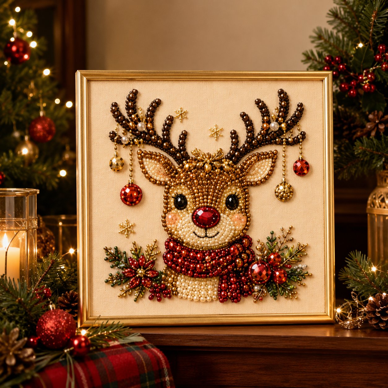 🎄DIY Christmas Pearl Diamond Painting Art Kit With Frame Relaxing & Beginner-Friendly