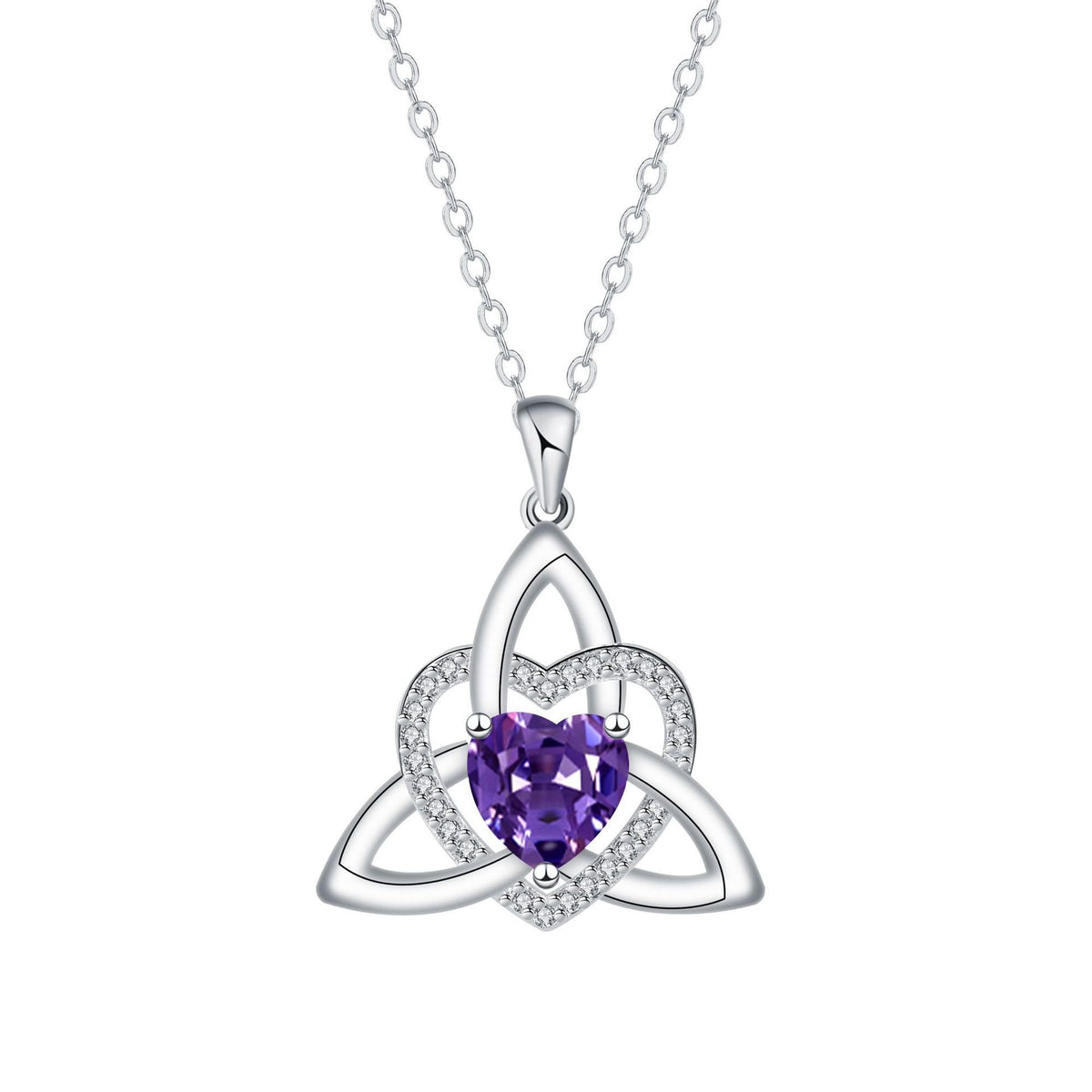Birthstone Celtic Trinity Knot Heart Necklace✨ Heart Shape Celtic Trinity Knot Birthstone Pendant