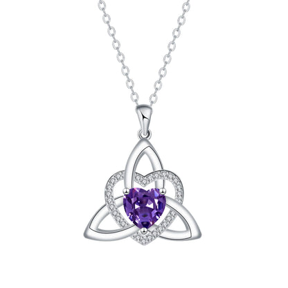 Birthstone Celtic Trinity Knot Heart Necklace✨ Heart Shape Celtic Trinity Knot Birthstone Pendant
