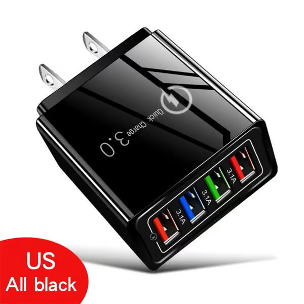 ⏰Last day Promotion 🔥-⚡ Quick Charge 3.0 GaN Charger – 4-Port Intelligent Fast Charging Hub with UK Plug🔋