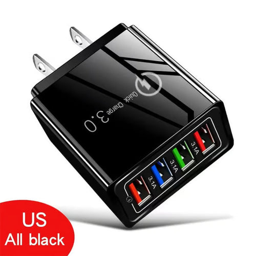 ⏰Last day Promotion 🔥-⚡ Quick Charge 3.0 GaN Charger – 4-Port Intelligent Fast Charging Hub with UK Plug🔋