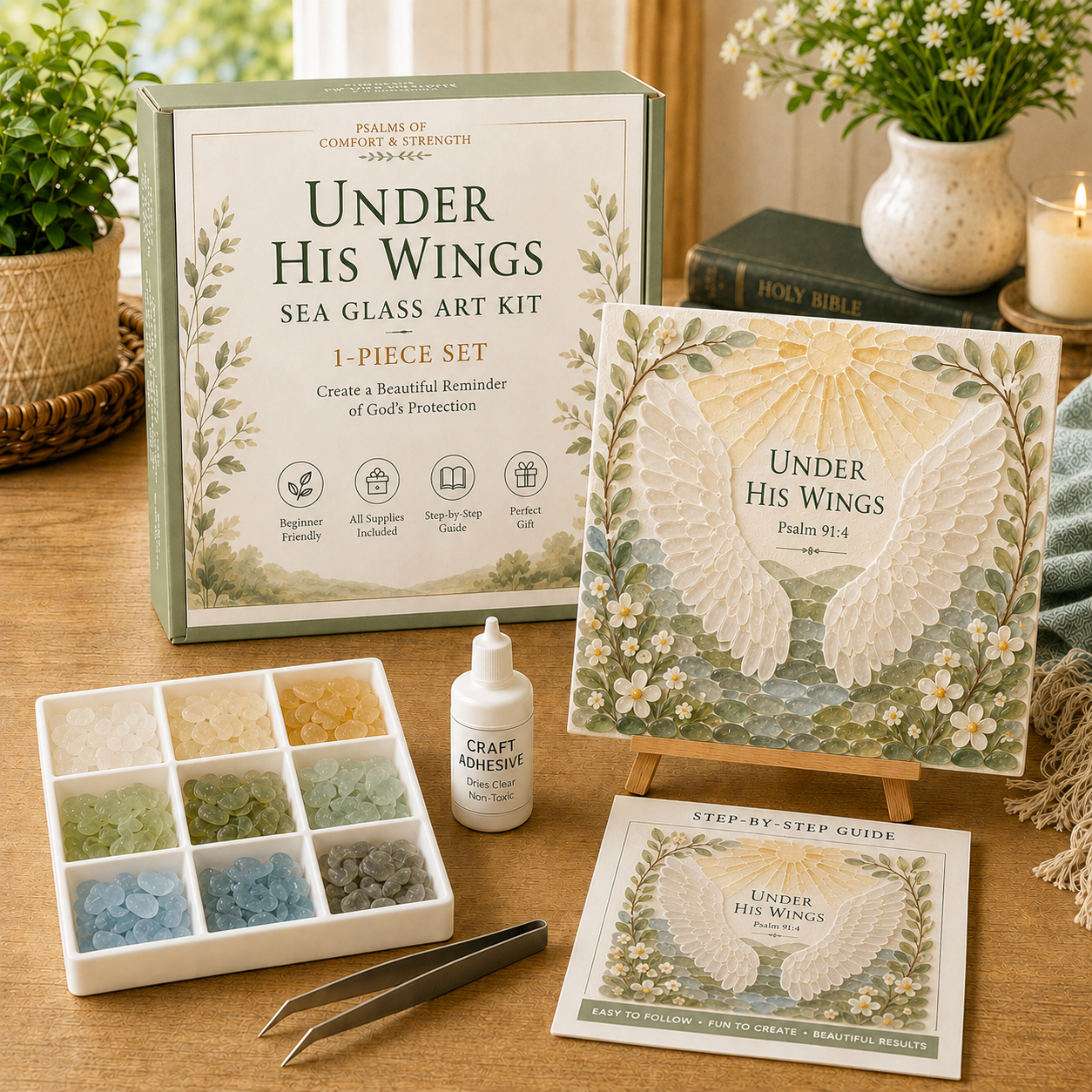 ⏰Last day Promotion 🔥-✝️ Psalms of Comfort & Strength Sea Glass Art Kit