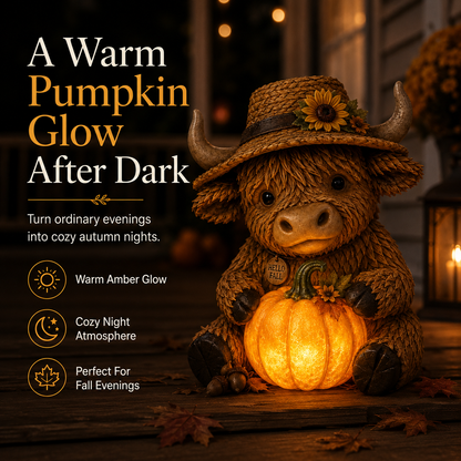 Solar Highland Cow Pumpkin Light