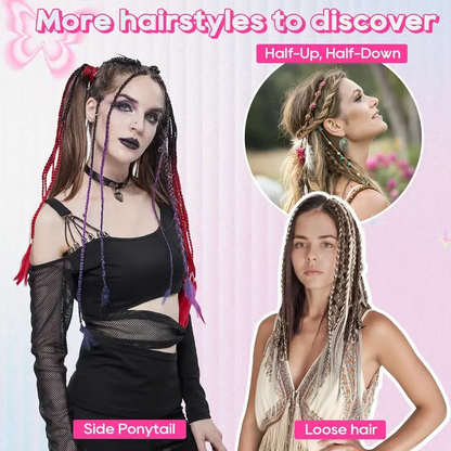 🌿🎨 Boho Beaded Clip-In Braids – Effortless Festival & Everyday Hair Transformation(✨2Pcs)