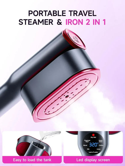 2026 Upgrade Garment Steamer for Clothes, Portable Travel Clothing Steamer Iron