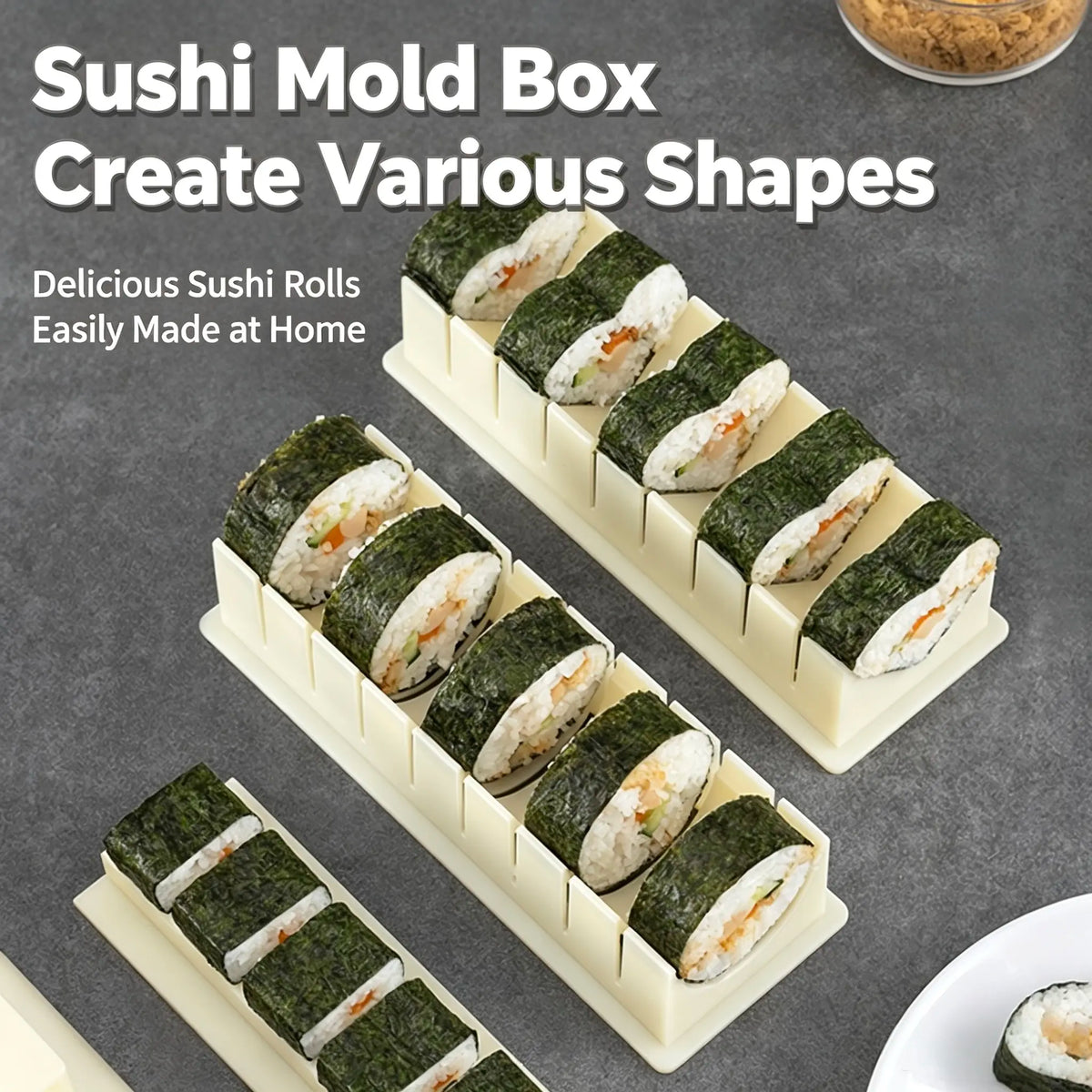 DIY Non-Stick Sushi Maker Mold Set with Cutting Groove – HIPS One-Press Sushi Making Kit