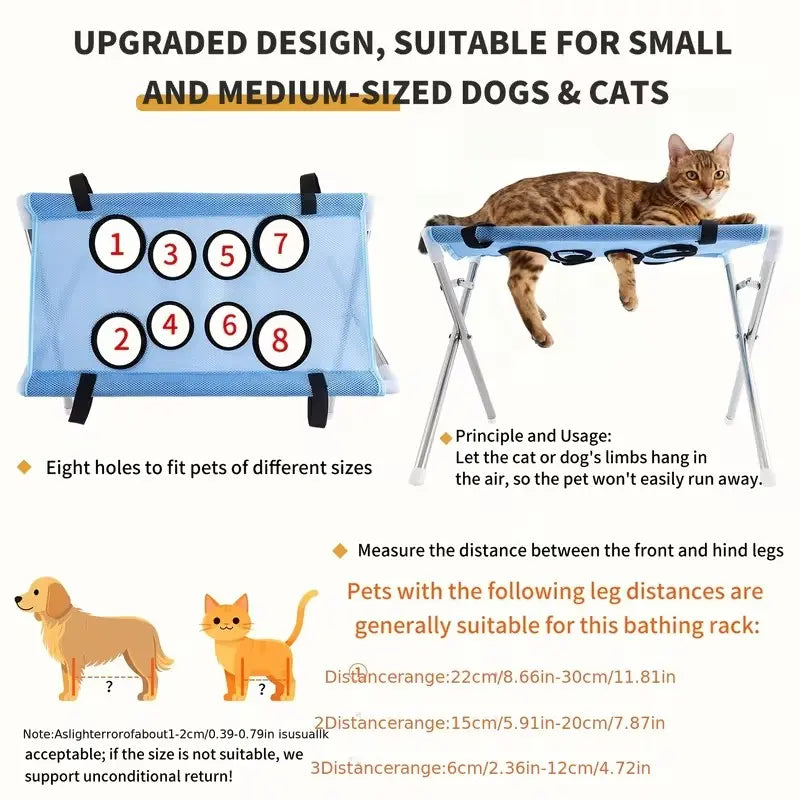 🐱🐶Multi-Functional Pet Grooming Hammock with Bath Support Rack for Cat & Dog Care