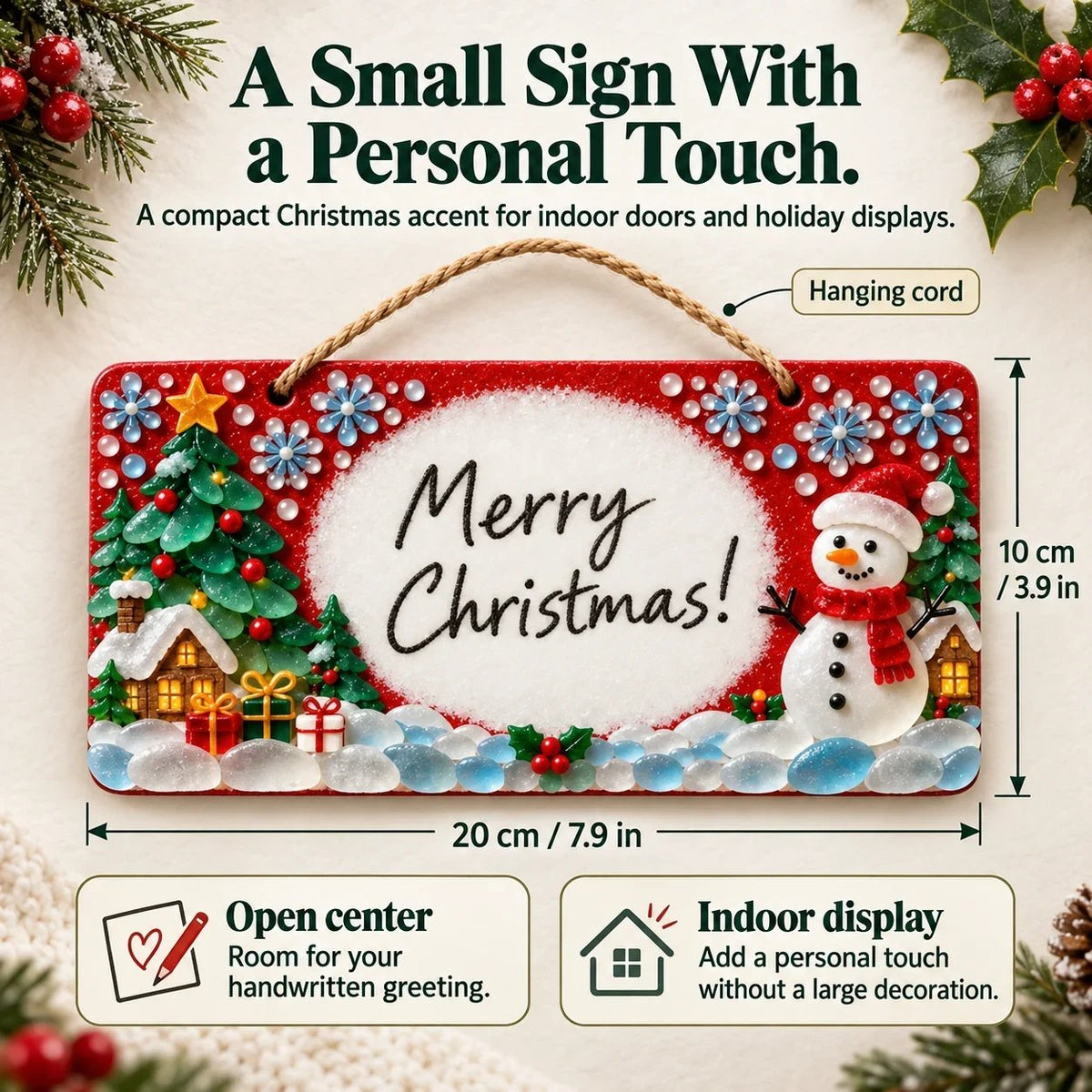 🎄 Beginner-Friendly DIY Sea Glass Christmas Hanging Sign Kit | 8 Festive Designs with Handwritten Personalization ✍️