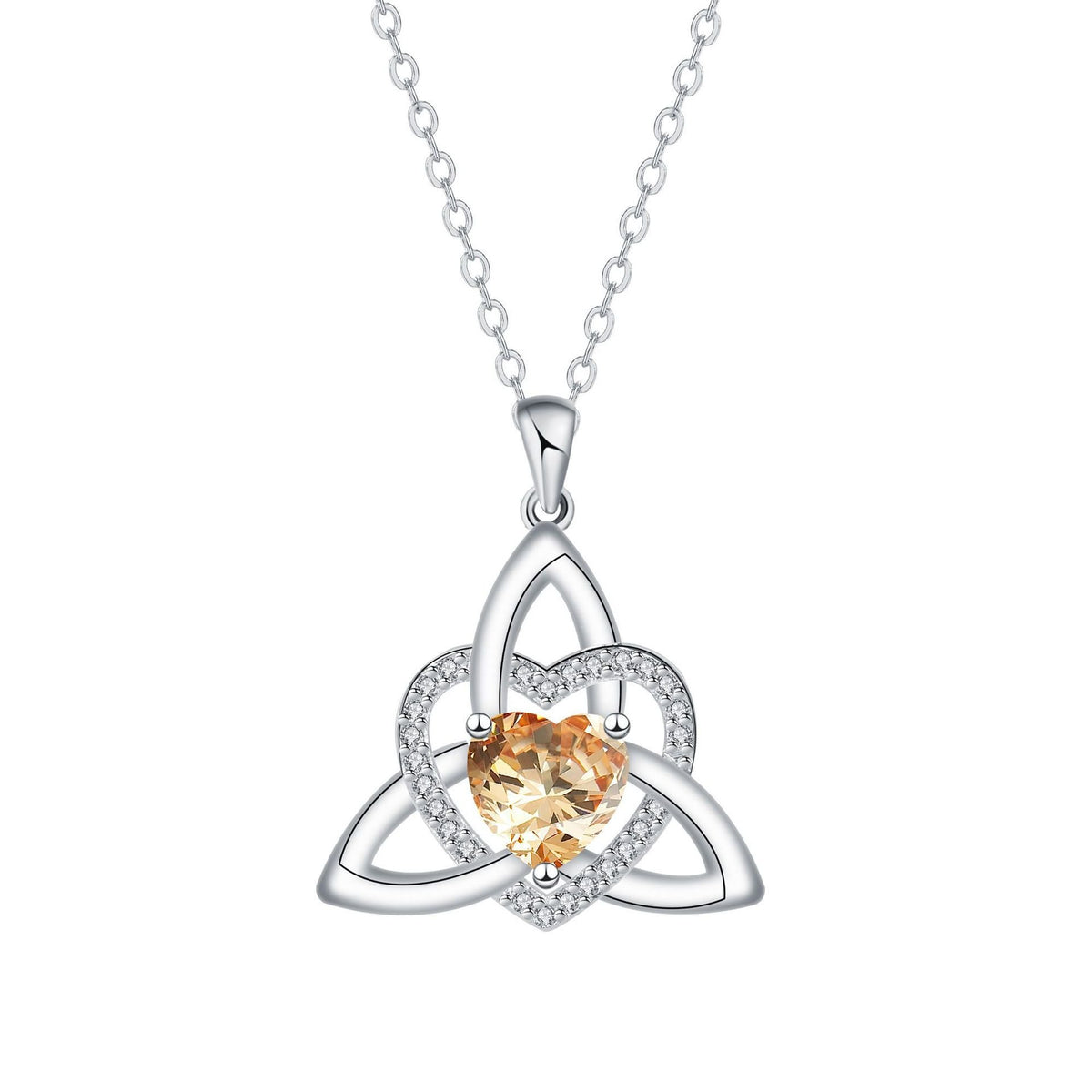Birthstone Celtic Trinity Knot Heart Necklace✨ Heart Shape Celtic Trinity Knot Birthstone Pendant