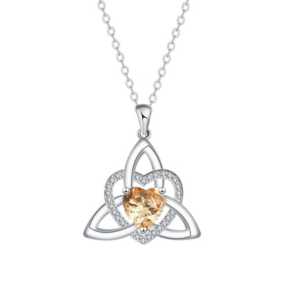 Birthstone Celtic Trinity Knot Heart Necklace✨ Heart Shape Celtic Trinity Knot Birthstone Pendant