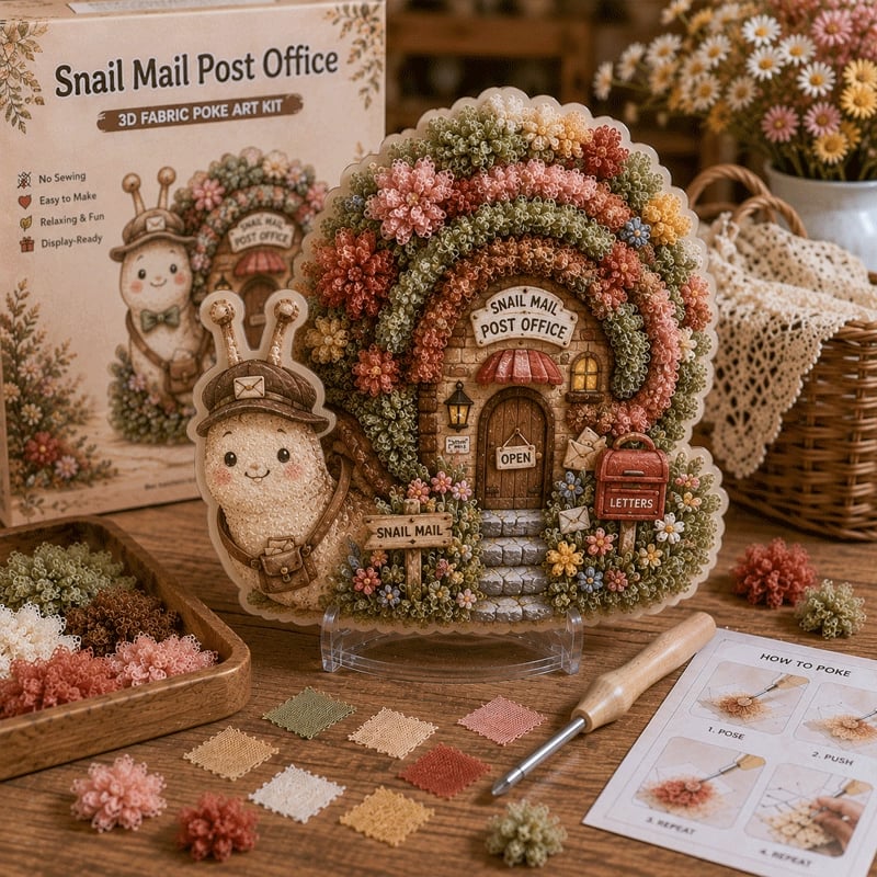 🔥Whimsical Village 3D Fabric Poke Art Kit🌼🎁