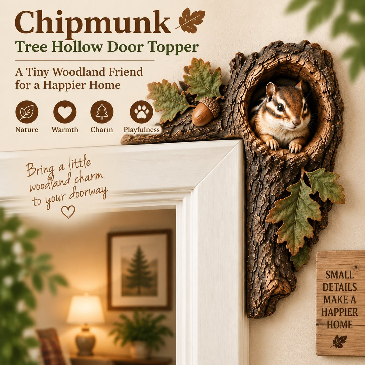 ⏰LAST DAY 50% OFF 🐿️ 3D Chipmunk Tree Hollow Door Topper