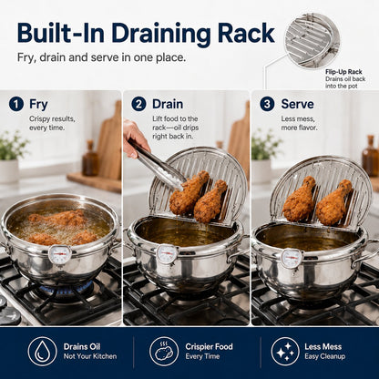 🌡️ Temperature-Monitoring Frying Pot with Rack