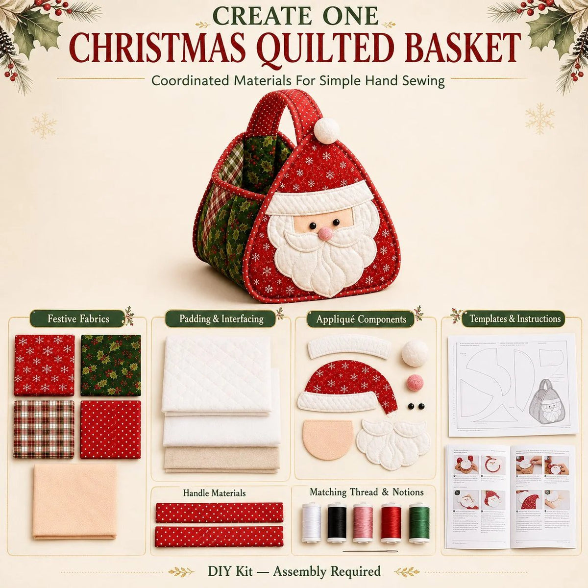 🎉🎄 Christmas Character Quilted DIY Carry Basket🎁