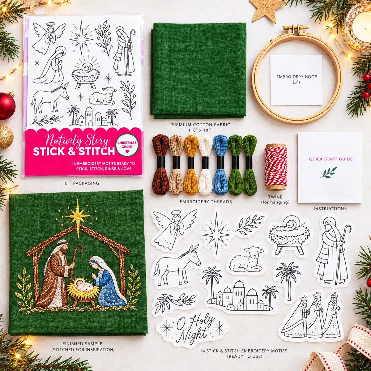 Christmas Stick & Stitch Embroidery Pattern Pack