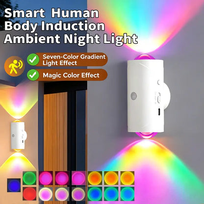🔥RGB Motion Sensor LED Night Light Rechargeable Magnetic Dimmable Wall Lamp for Halloween Decor