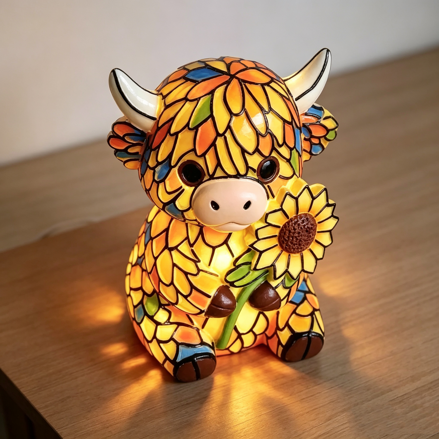 ✨Highland Cow LED Night Light - Cute Resin Animal Figurine Table Lamp (USB)🎁🐮