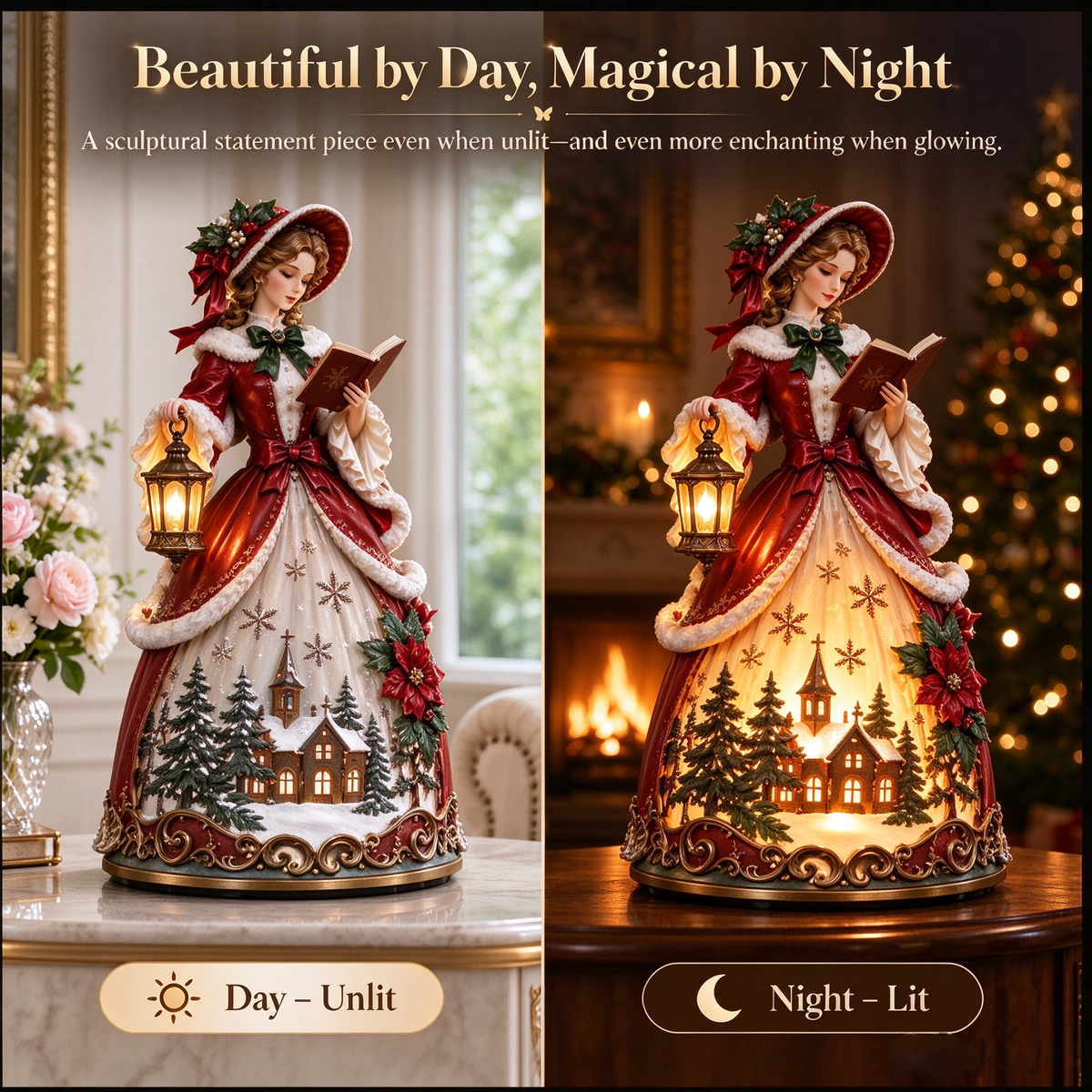 🎄 Victorian Christmas Caroler Lady Lamp™ – Lighted Holiday Tabletop Decor✨