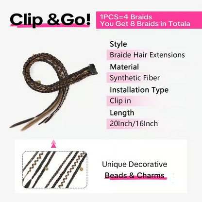 🌿🎨 Boho Beaded Clip-In Braids – Effortless Festival & Everyday Hair Transformation(✨2Pcs)