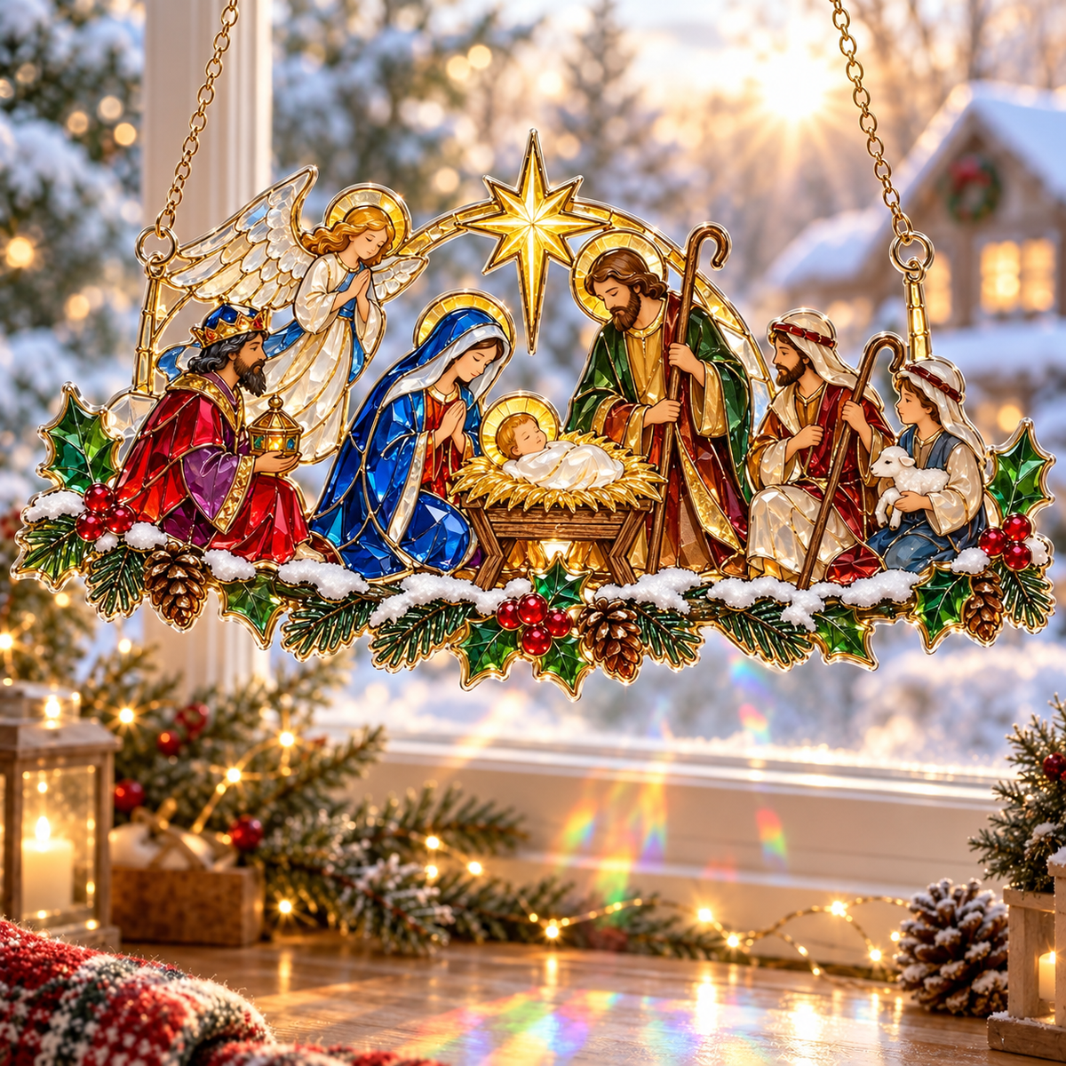 🎄 Winter Wonderland Suncatchers– 11 Festive Stained-Glass Style Designs