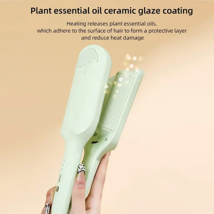 🔥32MM Deep V Beach Wave Crimper, Negative Ion Fast Heating Hair Waver Curler