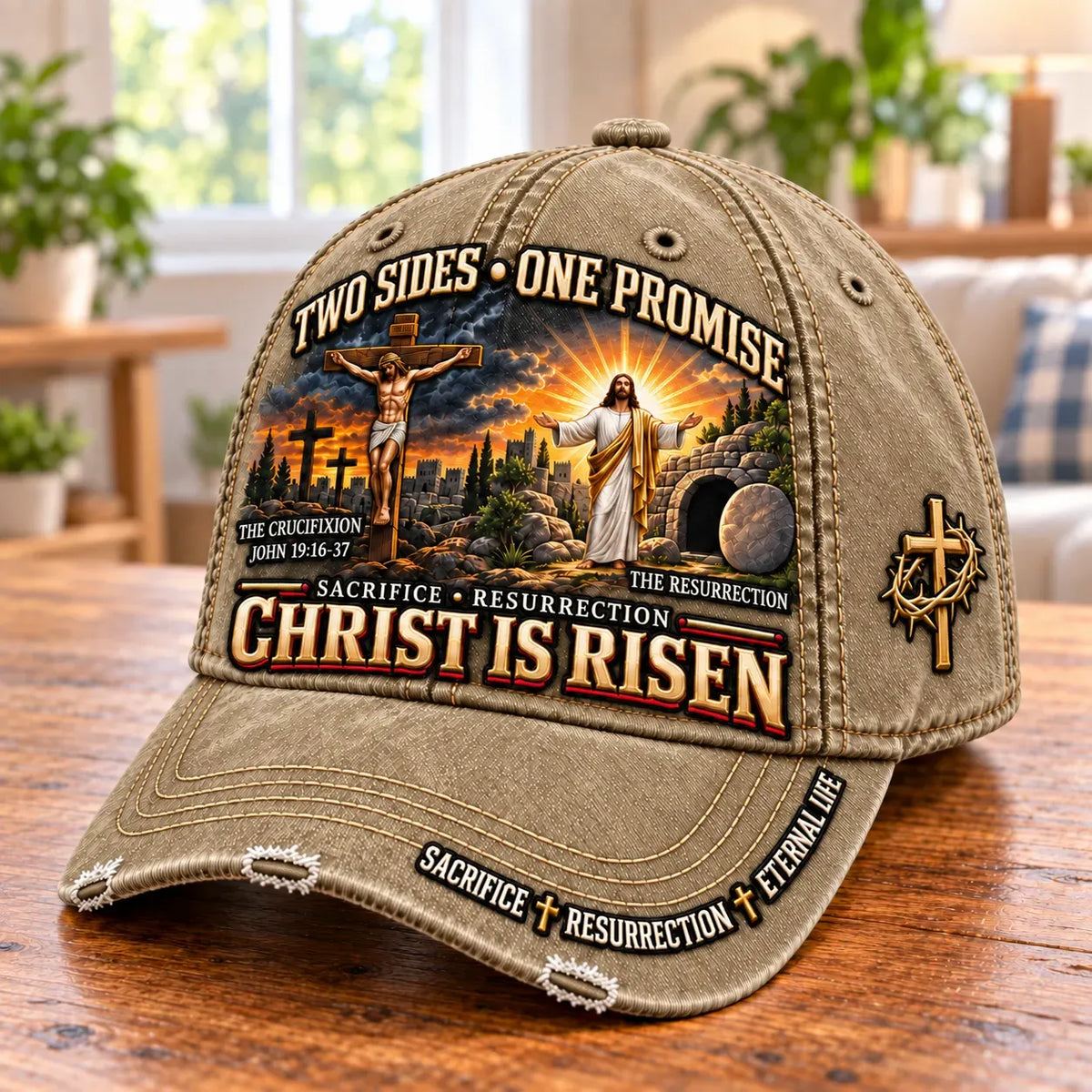 ✝️ Christ Is Risen Two Sides One Promise Baseball Cap