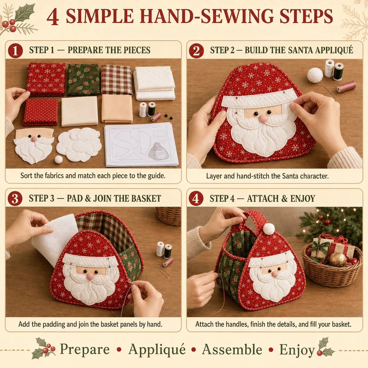 🎉🎄 Christmas Character Quilted DIY Carry Basket🎁
