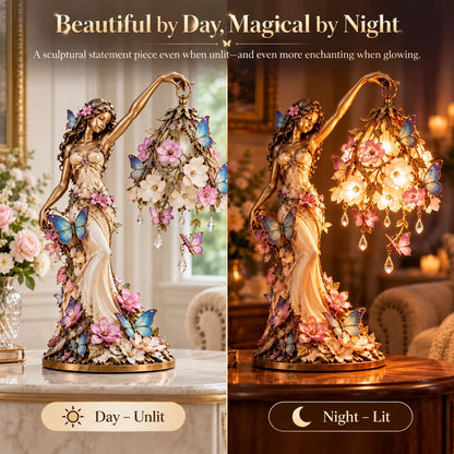 🦋 Butterfly Lady Accent Lamp – Elegant flower goddess-style lamp with crystal drops
