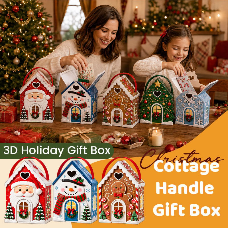 🎁 Christmas Cottage Gift Box – 5 Festive Designs for Candy & Small Gifts