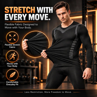 Men's Fleece-Lined Thermal Underwear Set – Warm Stretch Base Layer for Winter & Outdoor Activities